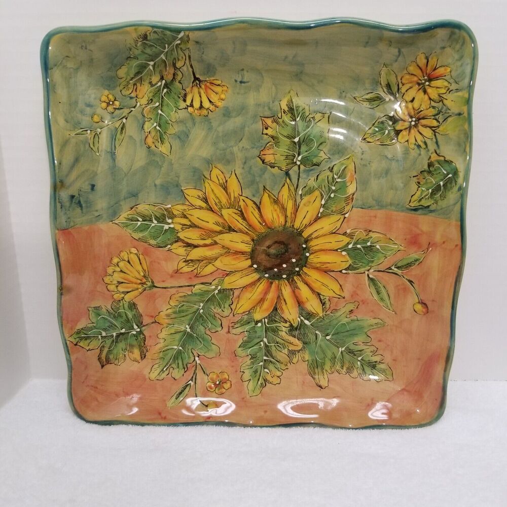 Sunflower platter 11x11 made in China EUC